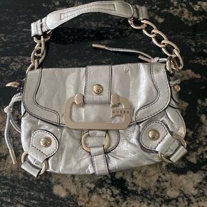 90s Dream purse Y2K style Guess silver with heavy trim It had some flaws